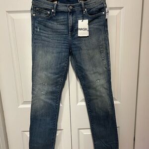 Ladies GAP 1969 Resolution Mid Wash Slim Straight Mid-Rise Jeans | Size 31r